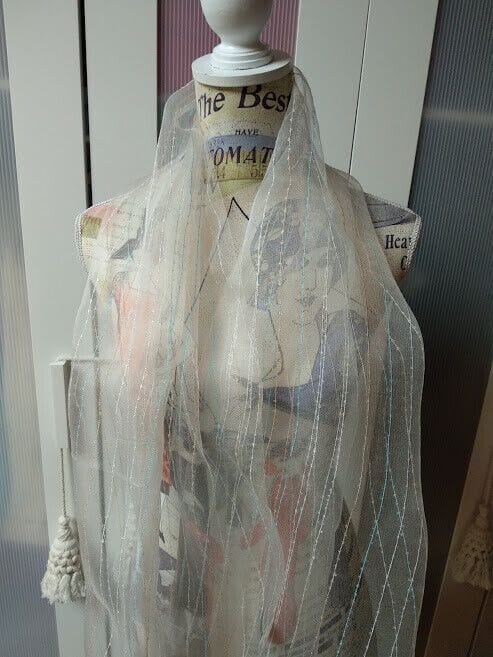 Fular combinado de lino y seda con hilos de colores pastel (134)