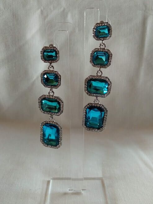 Pendientes mujer fantasía largos cristal cierre de presión Nuevos (106) - Imagen 4