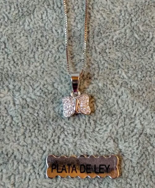 Pendientes y gargantilla Lacito Plata de Ley Rodiada presión Nuevos (106) - Imagen 4