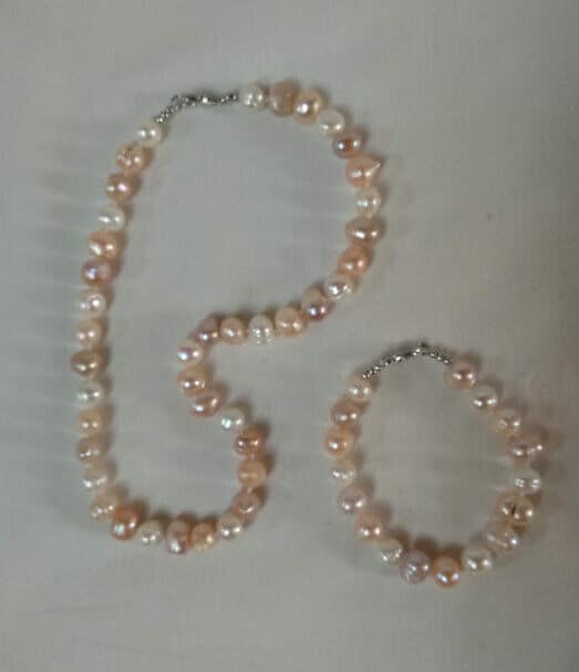 Collar y pulsera perlas barrocas naturales Nuevo con etiquetas(105) - Imagen 3