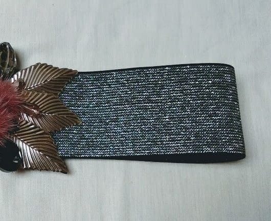 Cinturón mujer vintage plateado con piedras metal y piel Nuevo