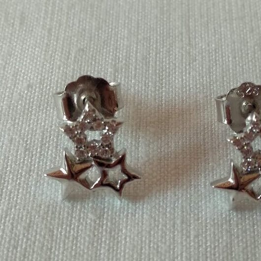 Pendientes Plata de Ley 3 estrellas presión Nuevos