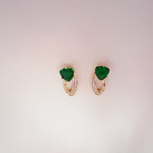 Pendientes bisuteria color dorado  y piedras verdes