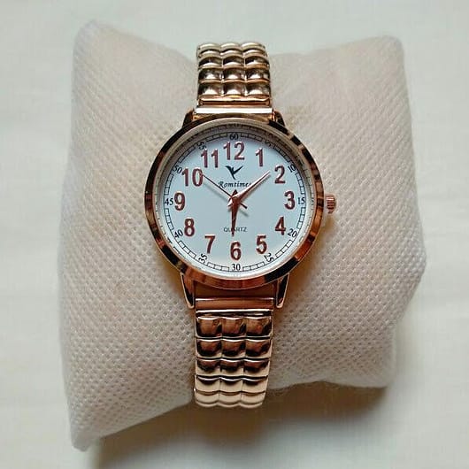 Reloj cadete dorado esfera blanca números correa flexible nuevo con etiquetas