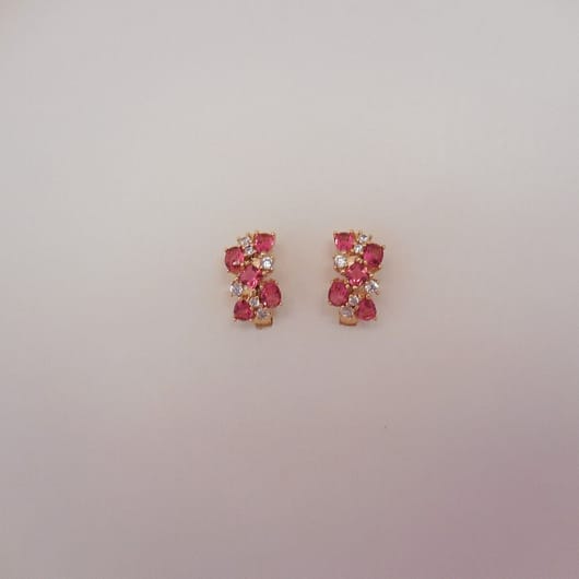 Pendientes bisuteria dorados con piedras rosas y blancas