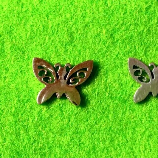 Pendientes acero mujer colección primavera mariposas con presión