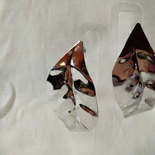 Pendientes bisuteria plateado mujer con forma de hoja nuevo con etiquetas