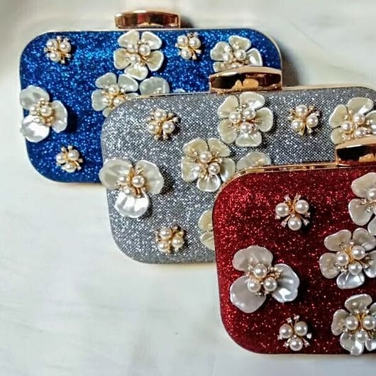 Bolso fiesta,clutch,cartera de mano mujer con cadena con flores Nuevo