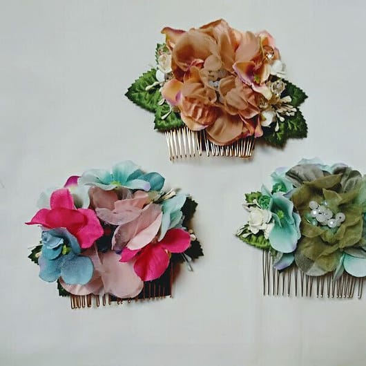 Tocado peineta con flores tela mujer Nuevo