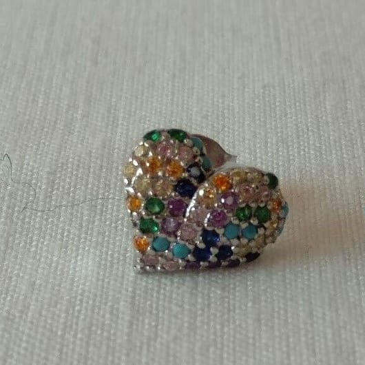 Pendientes Plata de Ley multicolor forma corazón presión Nuevos