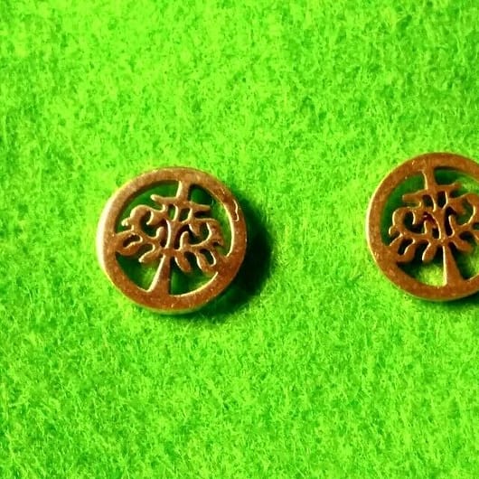 Pendientes acero dorado mujer colección primavera árbol de la vida con presión