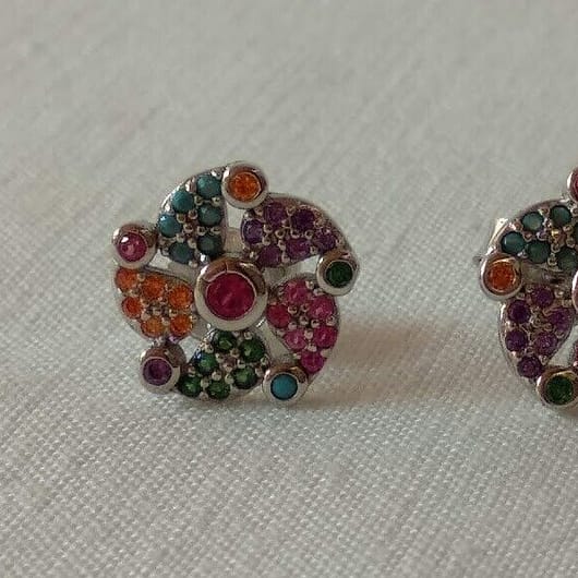 Pendientes Plata de Ley multicolor presión Nuevos
