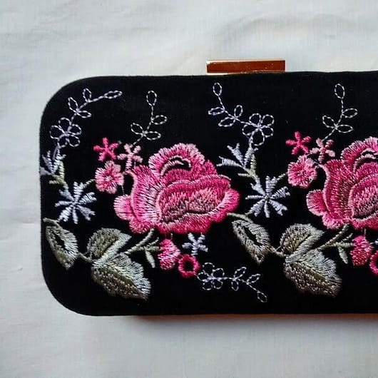Bolso fiesta,clutch,cartera de mano mujer con cadena con flores Nuevo
