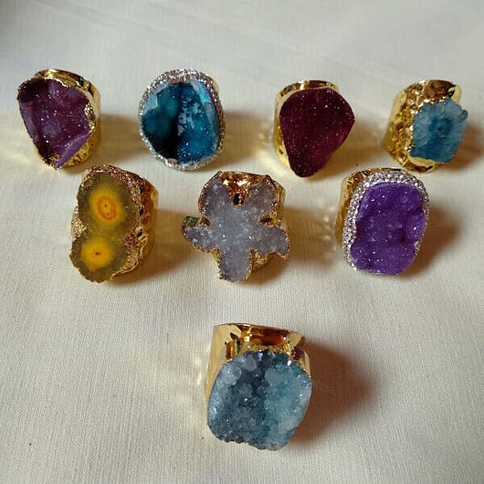 Anillo sortija mujer bisutería geoda colores Nuevo