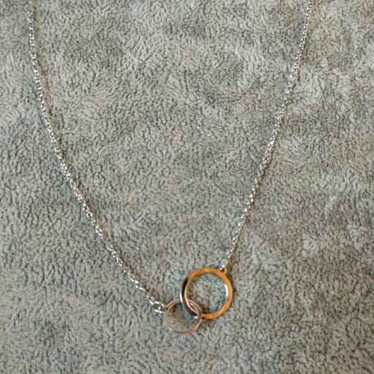 Collar aros enlazados gargantilla mujer  Plata de Ley Rodiada  Nuevos (106)
