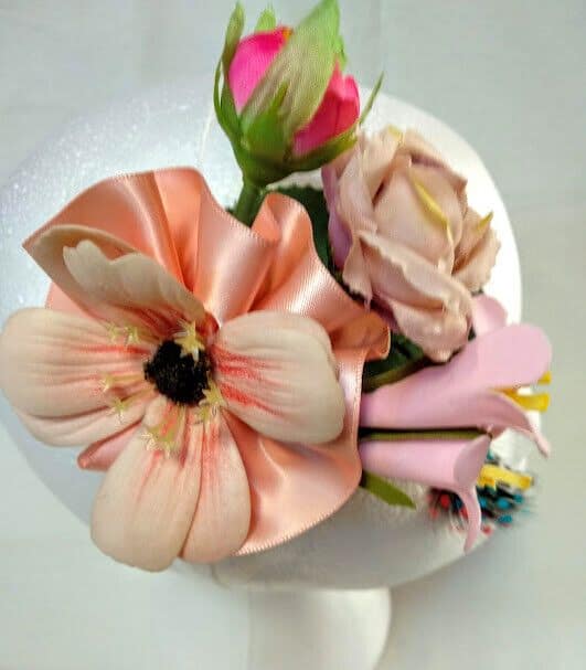 Tocado broche mujer flores tela combinando colores rosa,salmón y beige Nuevo - Imagen 3