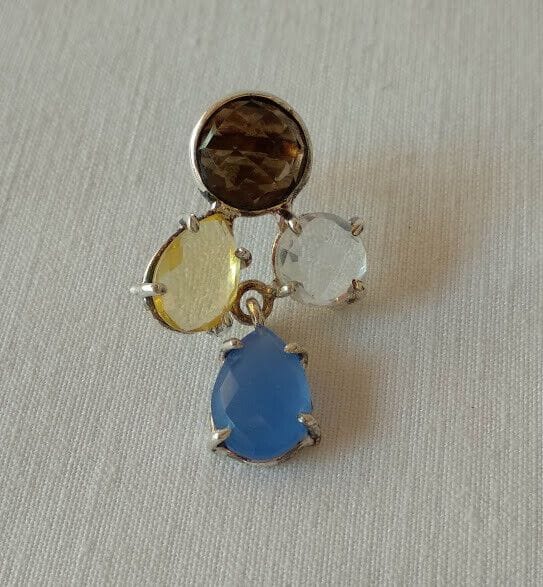 Pendientes Plata de Ley con ágatas de colores Presión Nuevos - Imagen 6