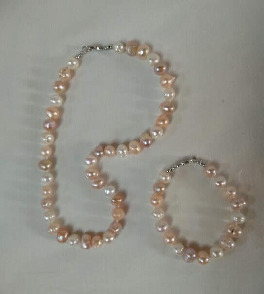 Collar y pulsera perlas barrocas naturales Nuevo con etiquetas(105) - Imagen 5