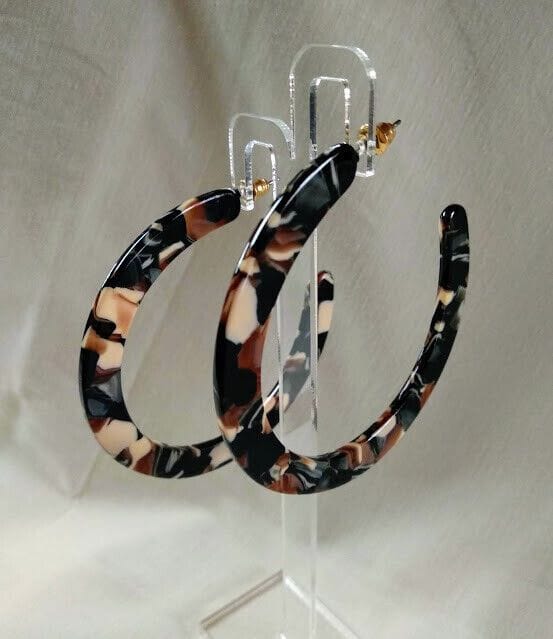 Pendientes bisutería acetato mujer aro cierre presión nuevo con etiquetas - Imagen 4