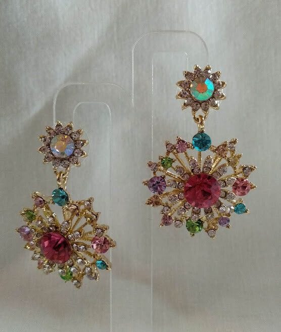 Pendientes mujer fantasía  cristal cierre de presión Nuevos (106)