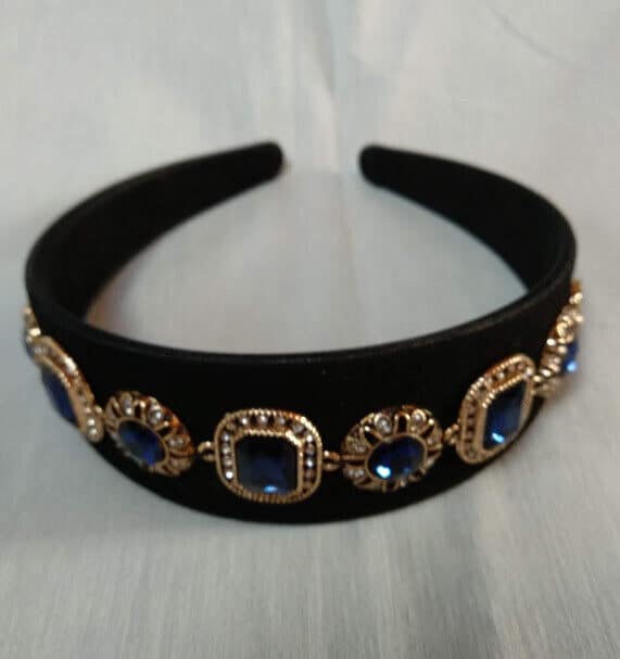 Diadema mujer en satén con apliques de pedrería color azul (104) Nuevo - Imagen 3