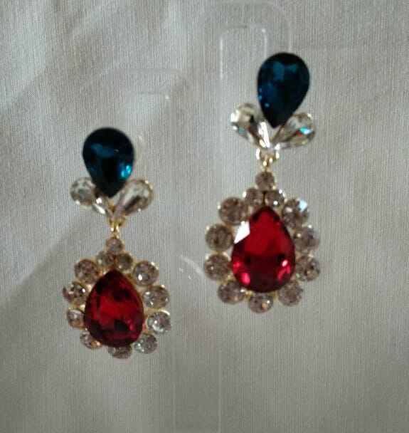 Pendientes mujer fantasía cristal lagrima cierre de presión Nuevos (106) - Imagen 4