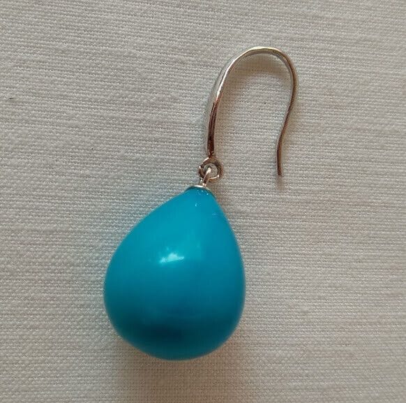 Pendientes Plata de Ley color con colgante turquesa y gancho hippie Nuevos - Imagen 5