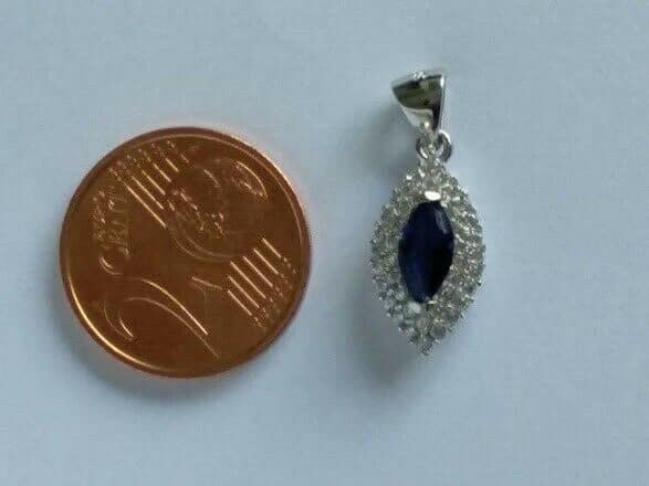 Colgante lagrima piedra azul y circonitas en Plata de Ley rodiada 925 Nuevo - Imagen 4