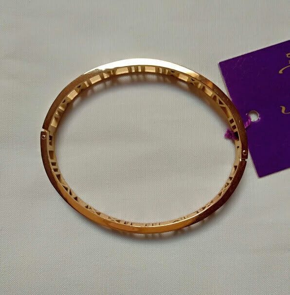 Pulsera acero mujer dorada rígida números romanos y cierre nueva - Imagen 3