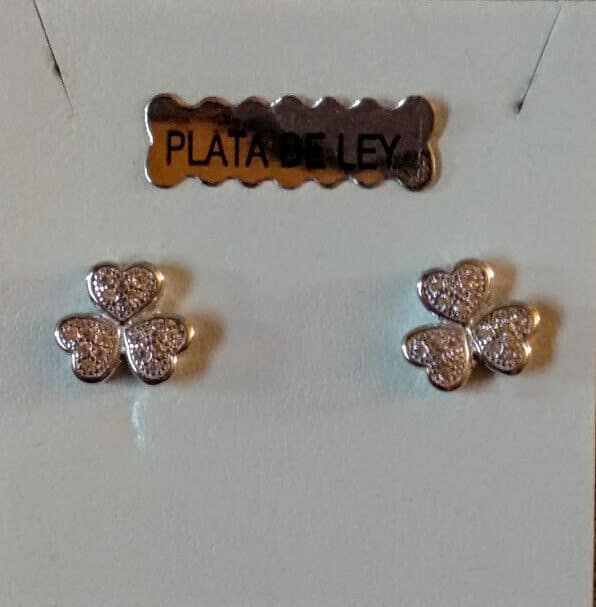 Pendientes y gargantilla Plata de Ley Rodiada Trebol presión Nuevos (106) - Imagen 5