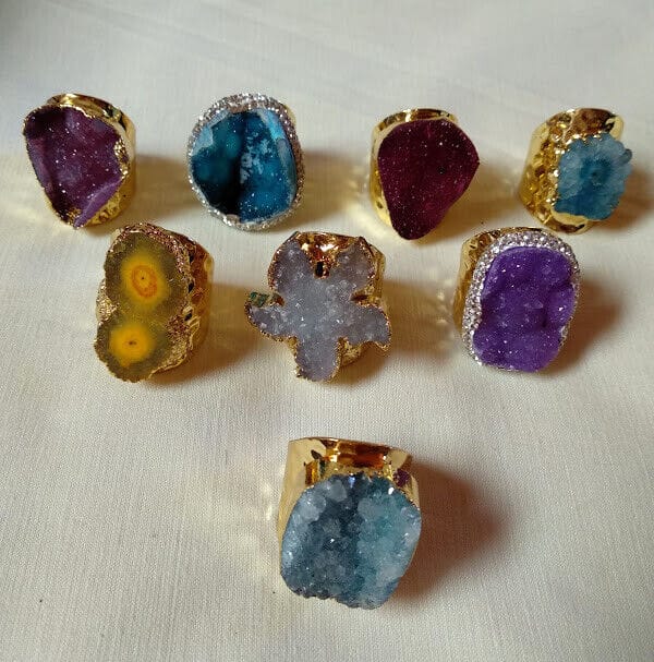 Anillo sortija mujer bisutería geoda colores Nuevo