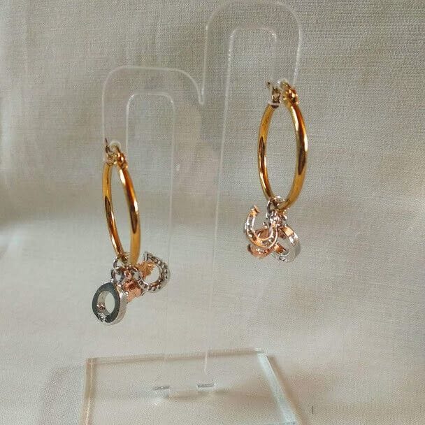 Pendientes de aro en acero dorado colgante intercambiable Nuevos (106) - Imagen 4