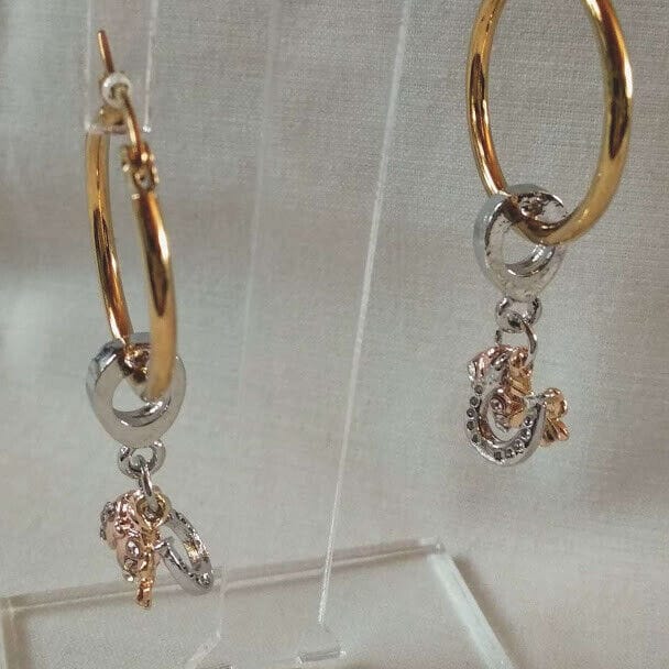 Pendientes de aro en acero dorado con colgante intercambiable Nuevos (106) - Imagen 5