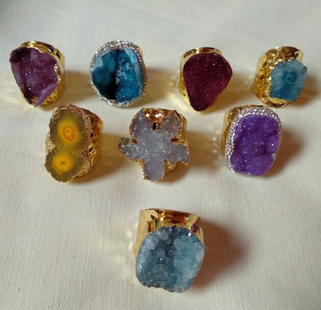 Anillo sortija mujer bisutería geoda colores Nuevo - Imagen 5