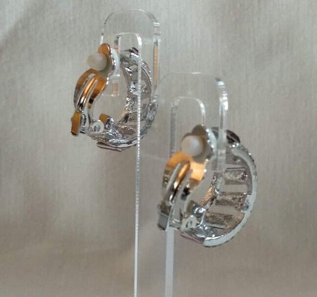 Pendientes bisutería plateados con cristales multicolor cierre de clip(106) - Imagen 6