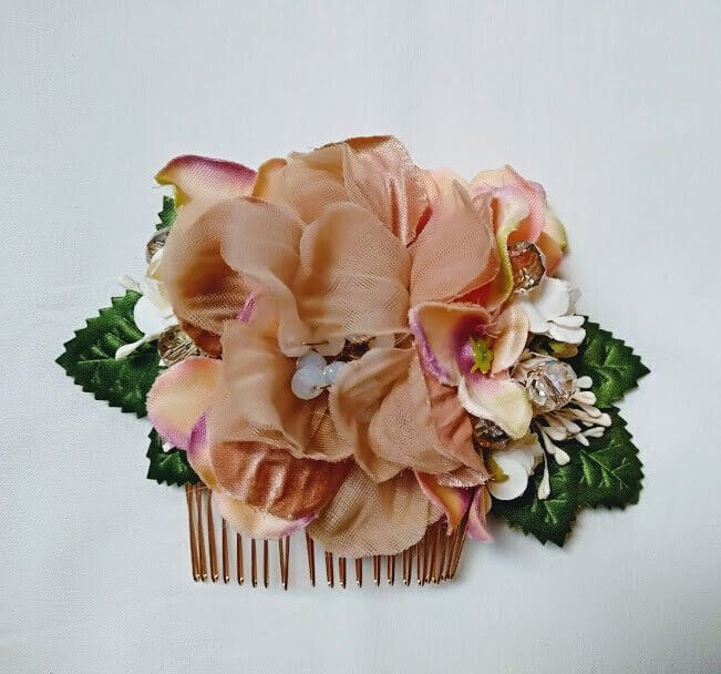 Tocado peineta con flores tela mujer Nuevo - Imagen 3