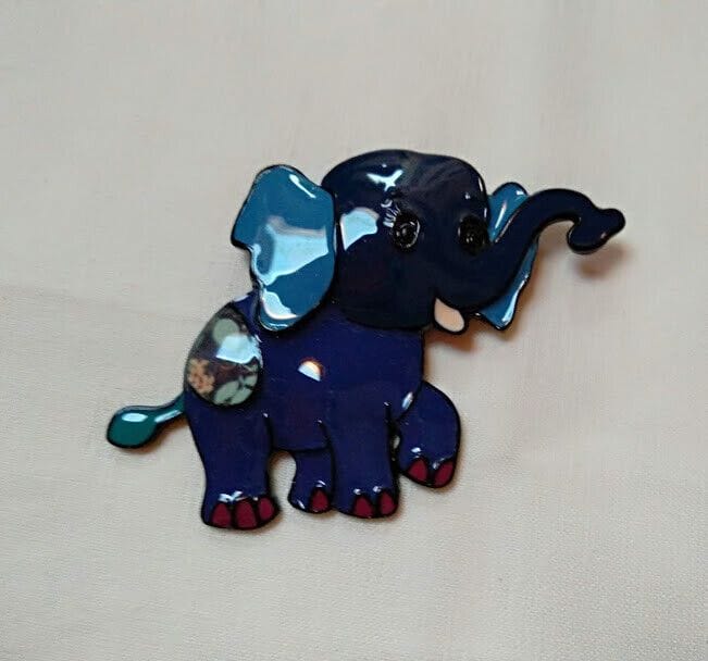 Broche bisutería con forma de elefante esmaltado.Nuevo