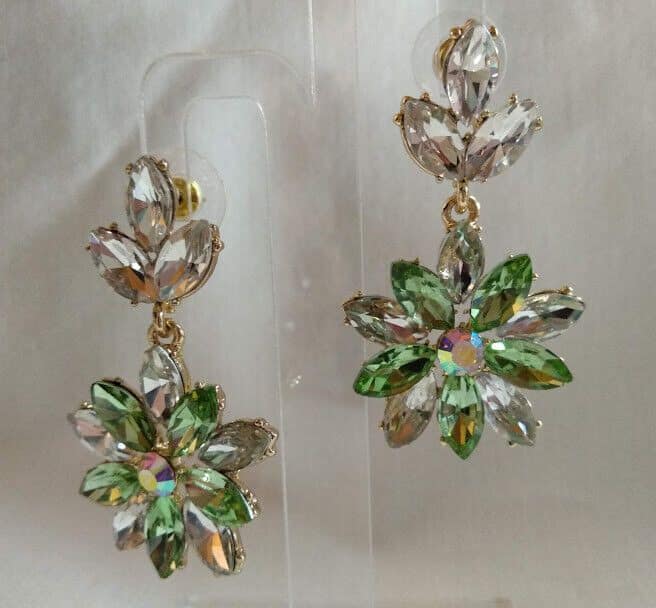 Pendientes mujer fantasía cristal verdes cierre de presión Nuevos (106) - Imagen 3