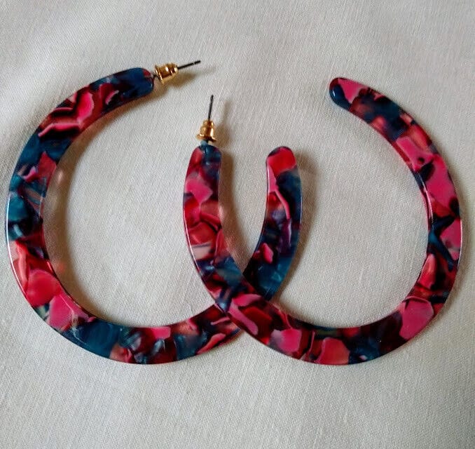 Pendientes bisutería acetato mujer aro cierre presión nuevo con etiquetas - Imagen 7