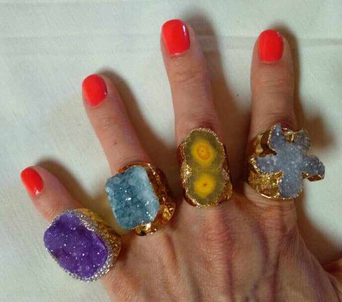 Anillo sortija mujer bisutería geoda colores Nuevo - Imagen 4
