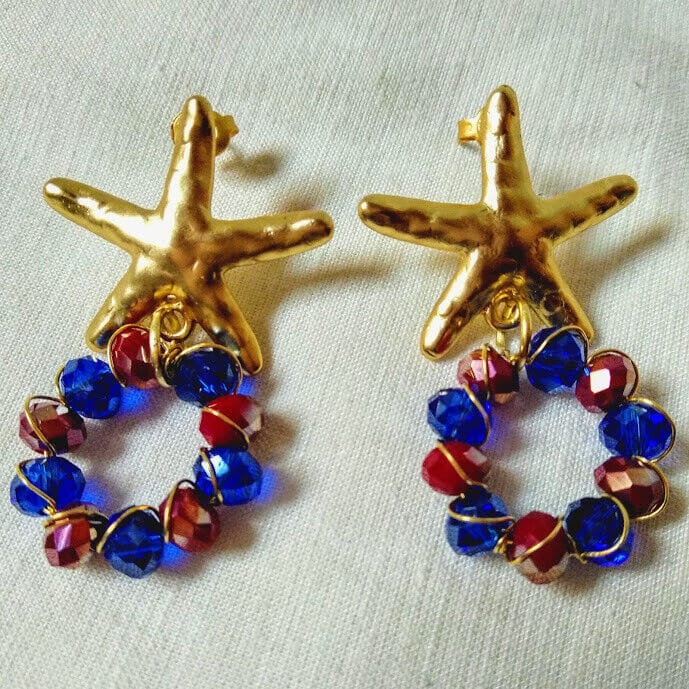 Pendientes mujer Unicos con cristal de roca cierre presión Nuevos