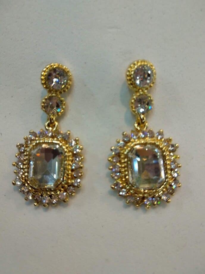 Pendientes largos de cristal de color blanco mujer elegantes boda