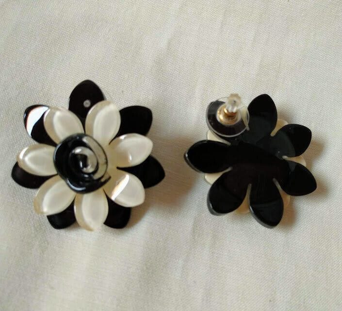 Pendientes acetato mujer forma de flor cierre presión Nuevos - Imagen 3