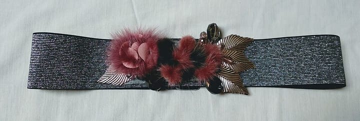Cinturón mujer vintage plateado con piedras metal y piel Nuevo