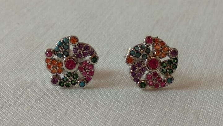 Pendientes Plata de Ley multicolor presión Nuevos