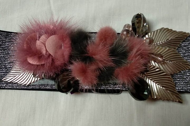 Cinturón mujer vintage plateado con piedras metal y piel Nuevo - Imagen 3