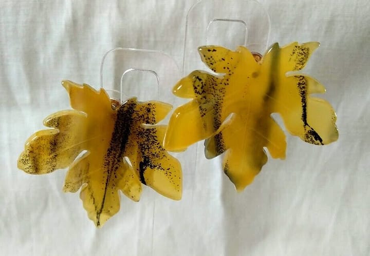 Pendientes mujer en acetato con forma de hoja cierre de presión Nuevos