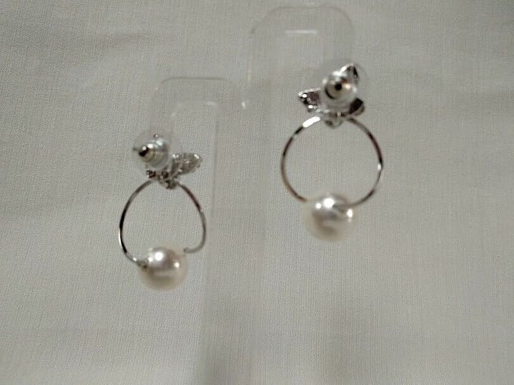 Pendientes mujer fantasía  mariposa y aro con perla Cierre presión  Nuevos (104) - Imagen 3