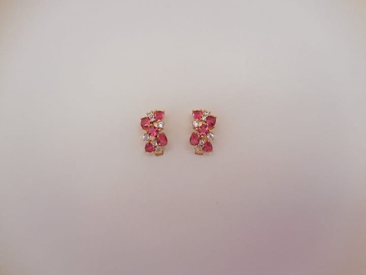 Pendientes bisuteria dorados con piedras rosas y blancas