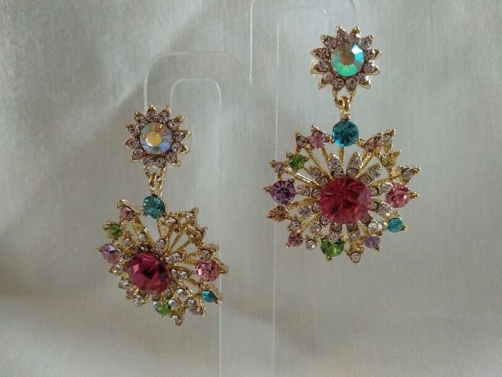 Pendientes mujer fantasía  cristal cierre de presión Nuevos (106) - Imagen 3